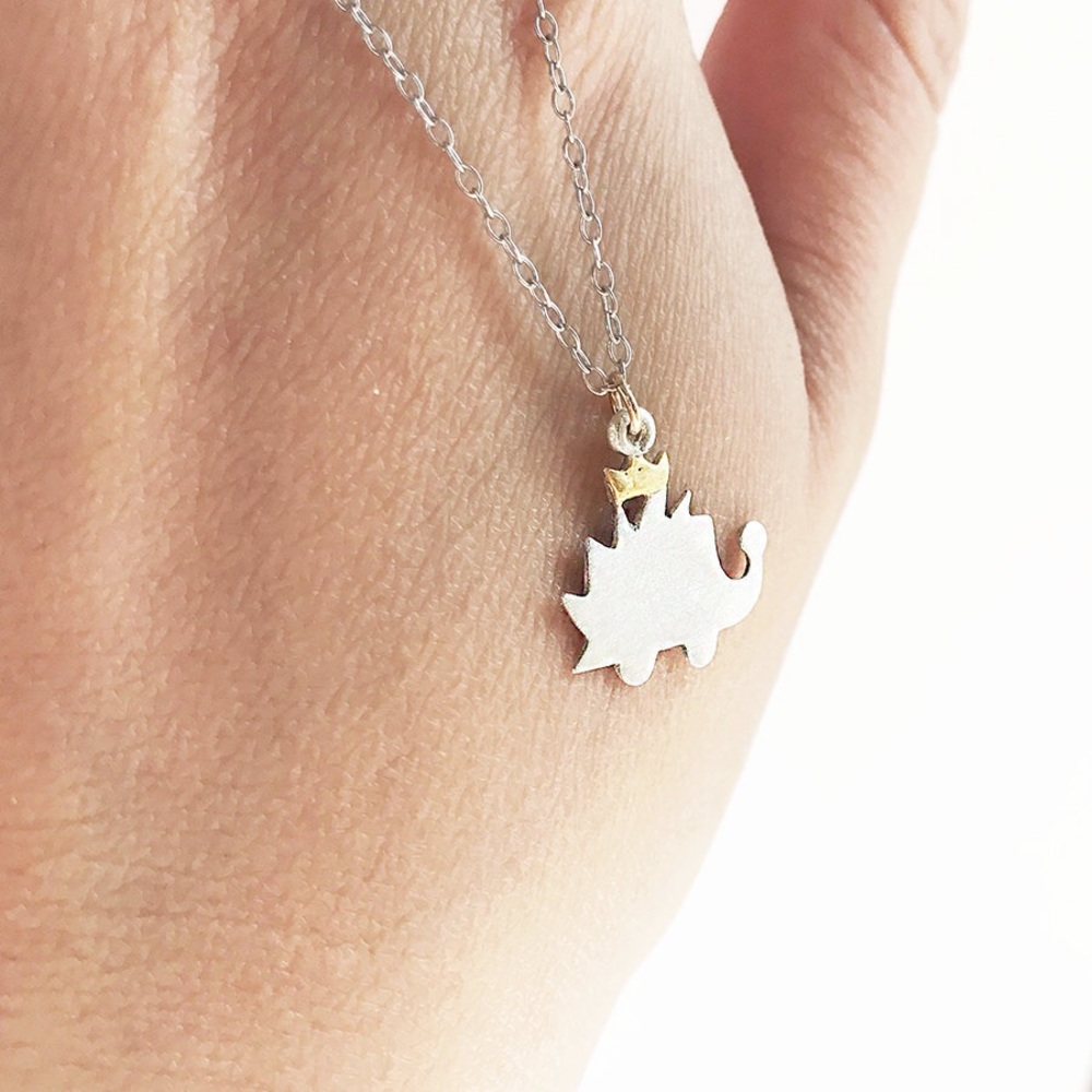 Gold Sterling Silver Hedgehog Crown Necklace