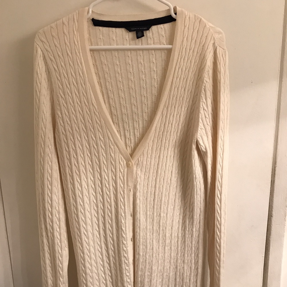 Tommy Hilfiger white cream v neck cardigan