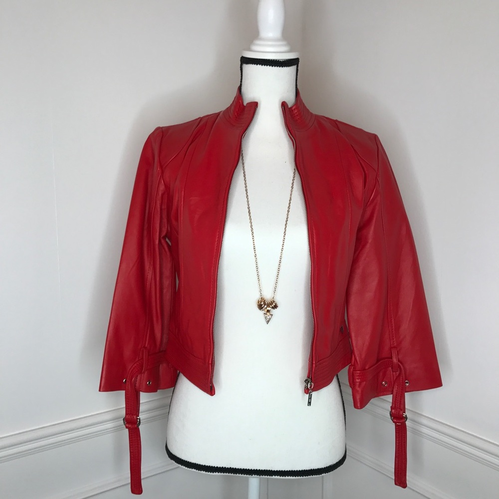 Arden B Red Leather Jacket
