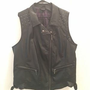 Black pleather vest with studs