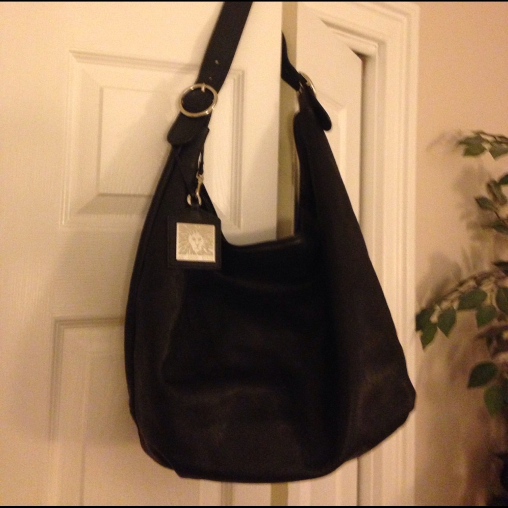 AK ANNE KLEIN black leather hobo