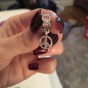 Pink dangle piece sign pandora charm