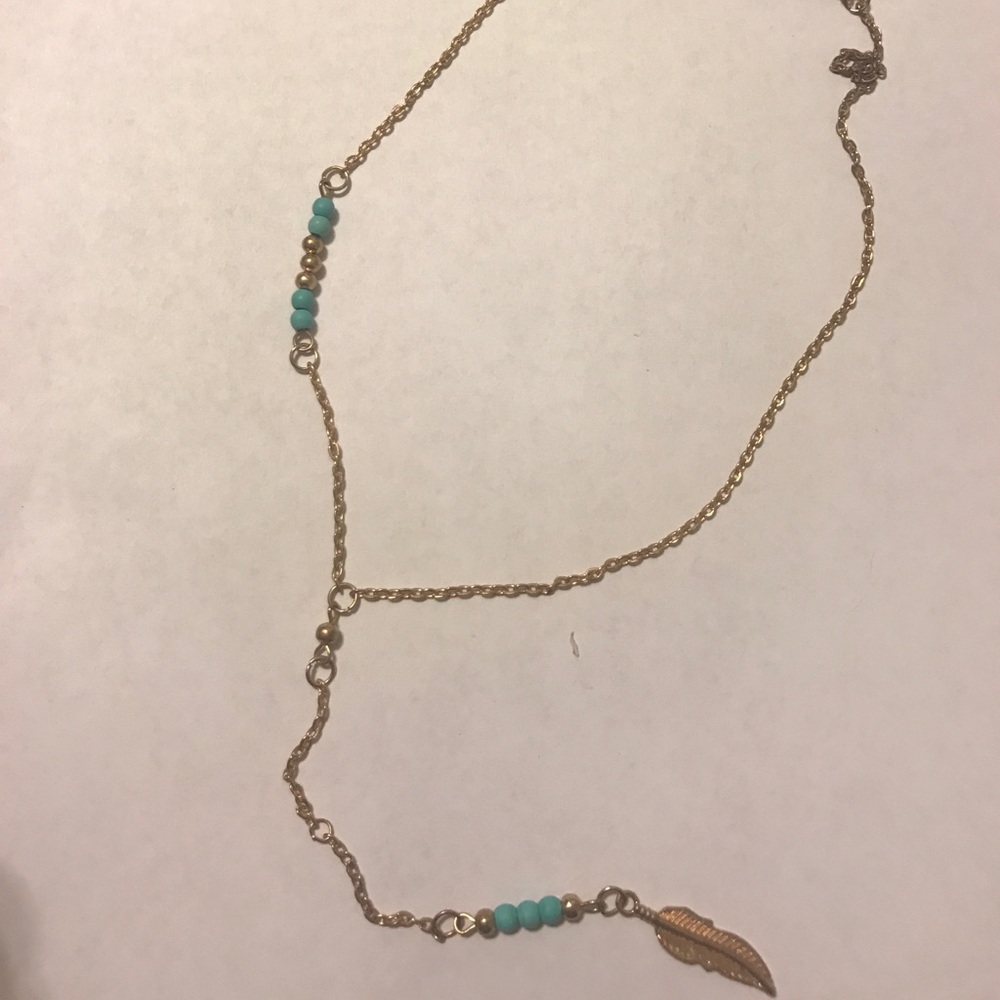 Gold Feather Choker Necklace.