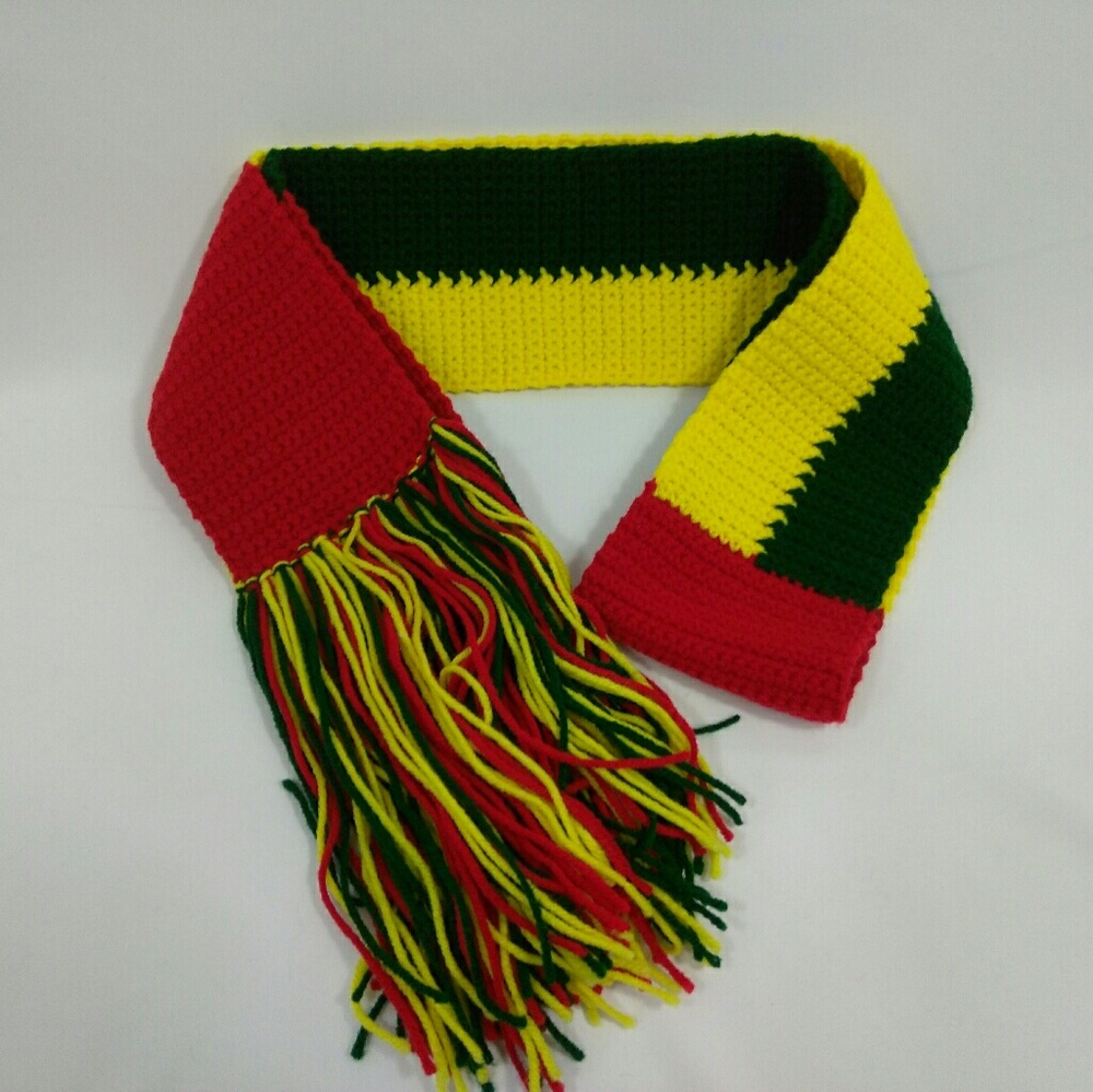 Red/Green/yellow crochet scarf handmade