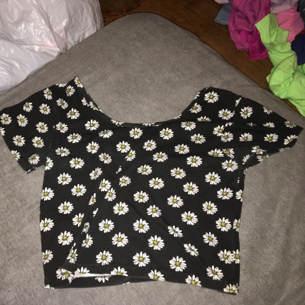 daisy crop top navy blue