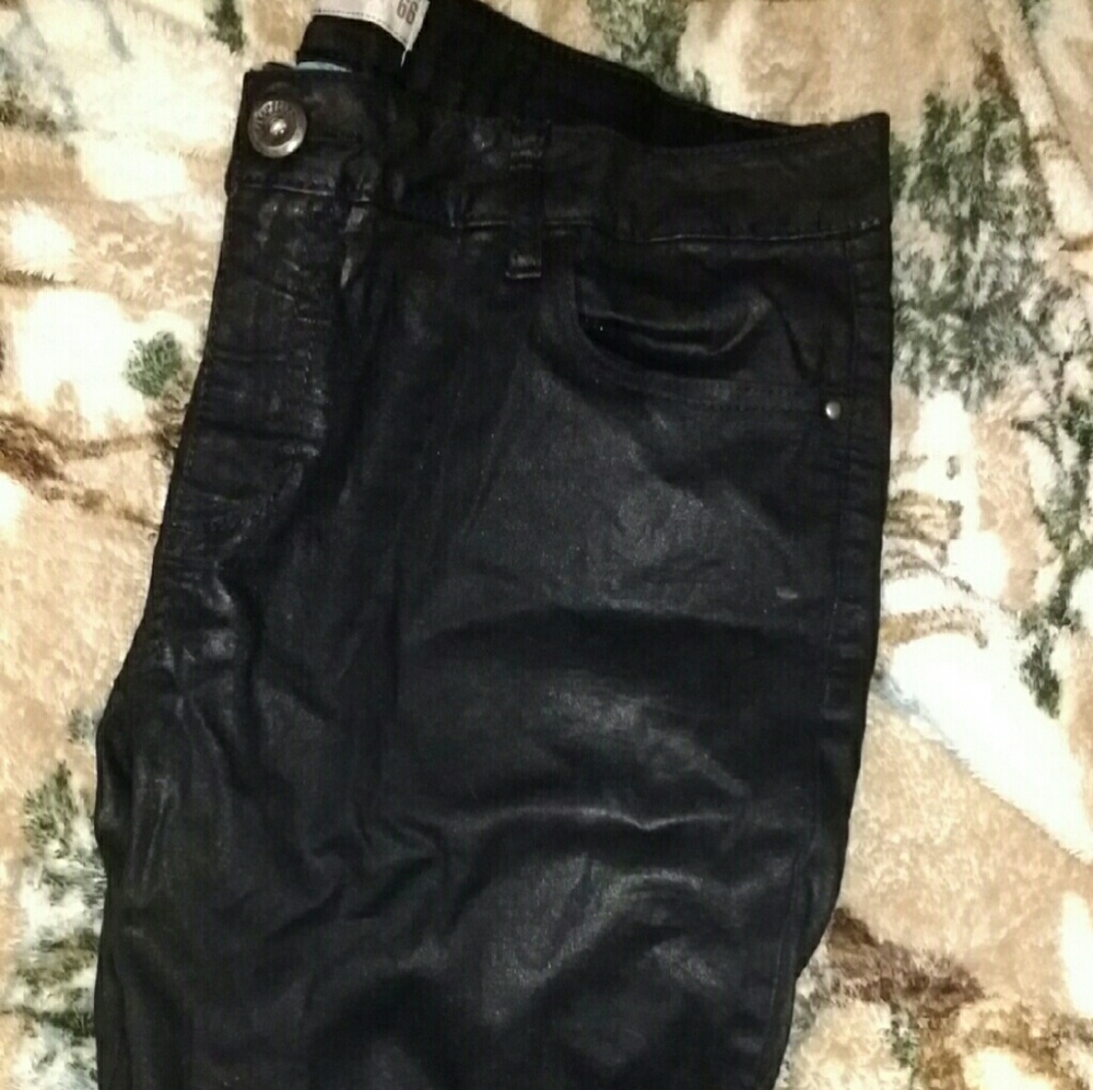 Route 66 black shiny skinny jeans