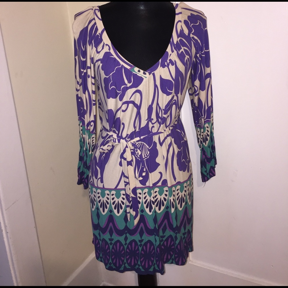 Beautiful Flower Pattern Long Sleeve Dress