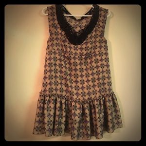 BOHO CHIC FREE PEOPLE RUFFLED TUNIC: S