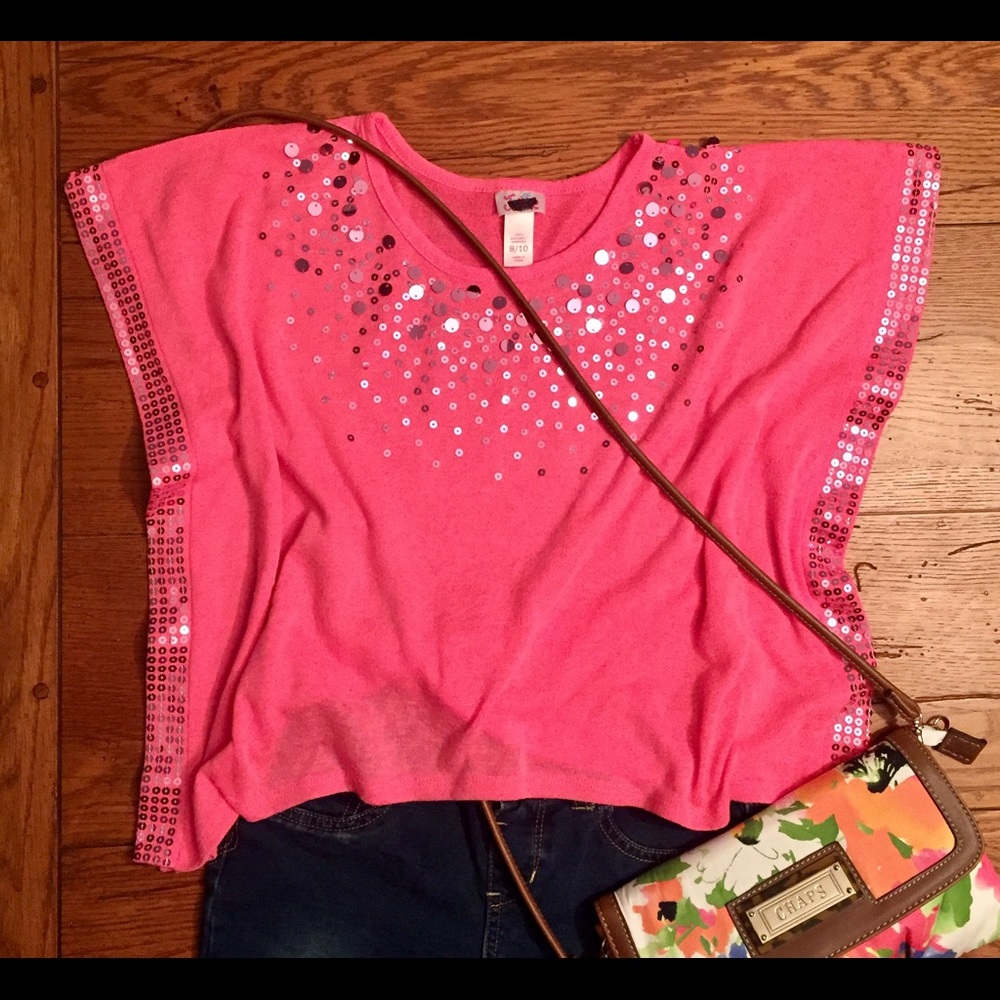 💕Girls JUSTICE pink bat wing top💕