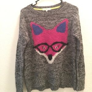Pink and Grey Fox Sweater