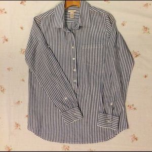 J. Crew Blue/White Striped Popover Shirt