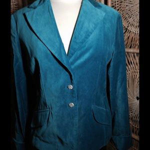 SUPER SALE Dark Teal Blue Velvet Blazer