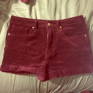 Maroon corduroy shorts
