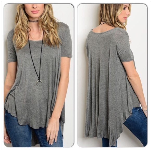 ‼️3 for $25‼️Short sleeve Gray Casual Tunic Top - Picture 3 of 3