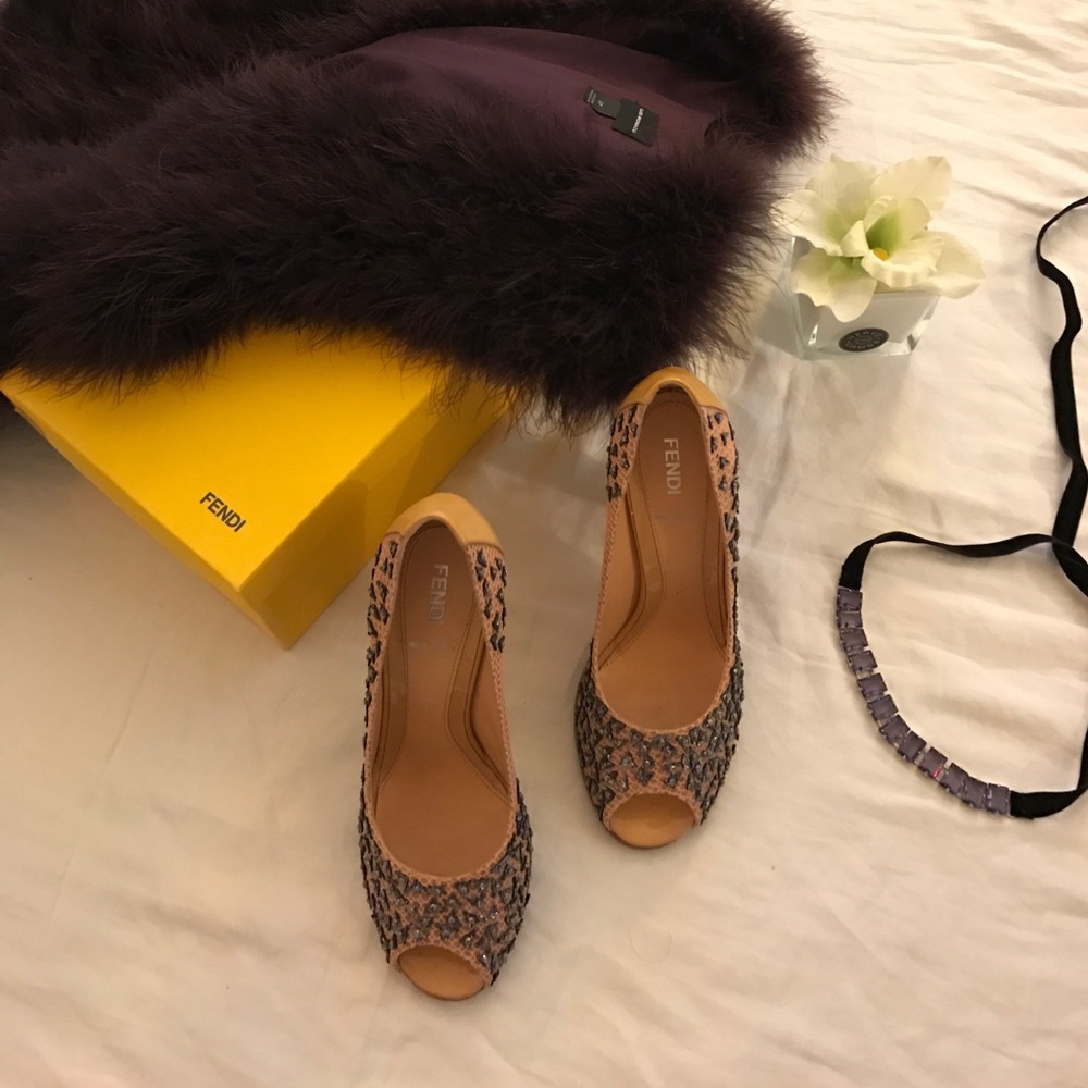 Fendi nude peek toe sequence pump
