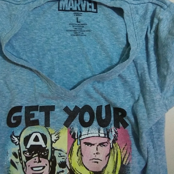 MARVEL SUPERHERO BLUE  AVENGERS T-SHIRT SIZE L - Picture 3 of 5