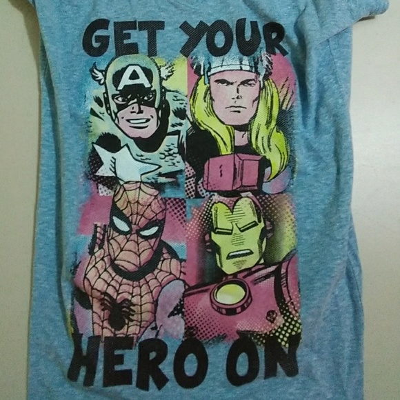 MARVEL SUPERHERO BLUE  AVENGERS T-SHIRT SIZE L - Picture 4 of 5
