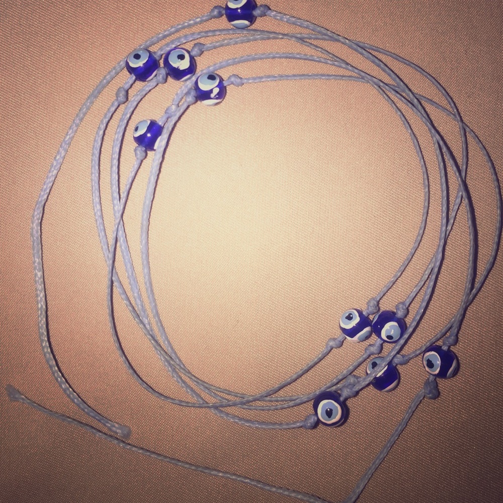 Hand painted evil eye necklace / bracelet / wrap