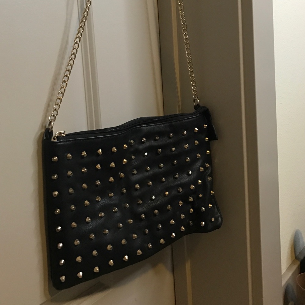 Black leather studded bag