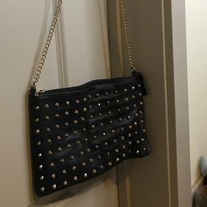 Black leather studded bag