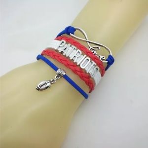 Leather New England Patriots infinity bracelet.