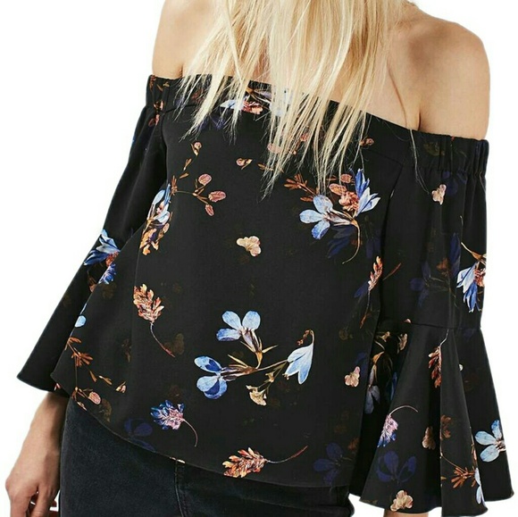 Topshop Tops - TOPSHOP floral off the shoulder shirt