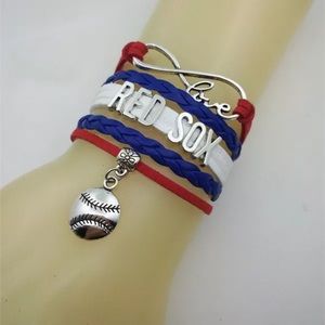 Genuine leather Boston Red Sox infinity bracelet