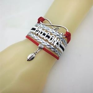 Genuine leather Atlanta Falcons infinity bracelet