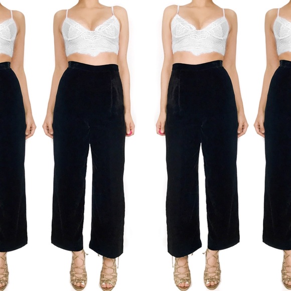 Kay Unger Pants - Kay unger velvet cropped high waisted pants