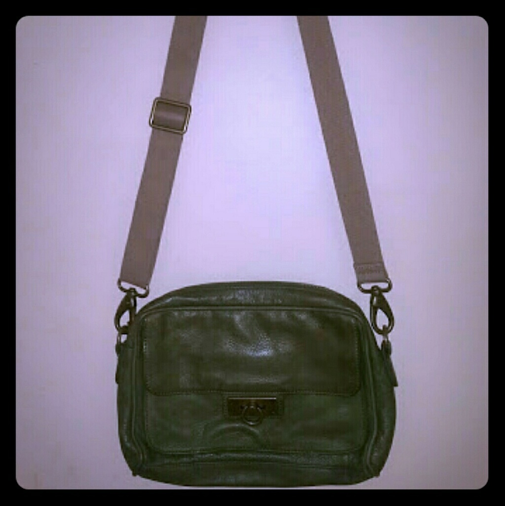 Army green leather bag.