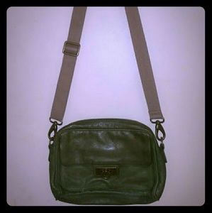 Army green leather bag.