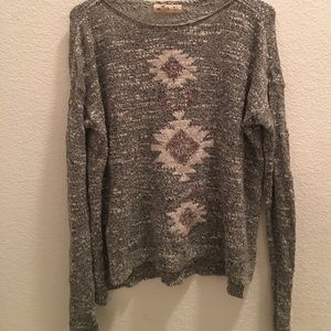 Grey Sweater with Tribal in Middle