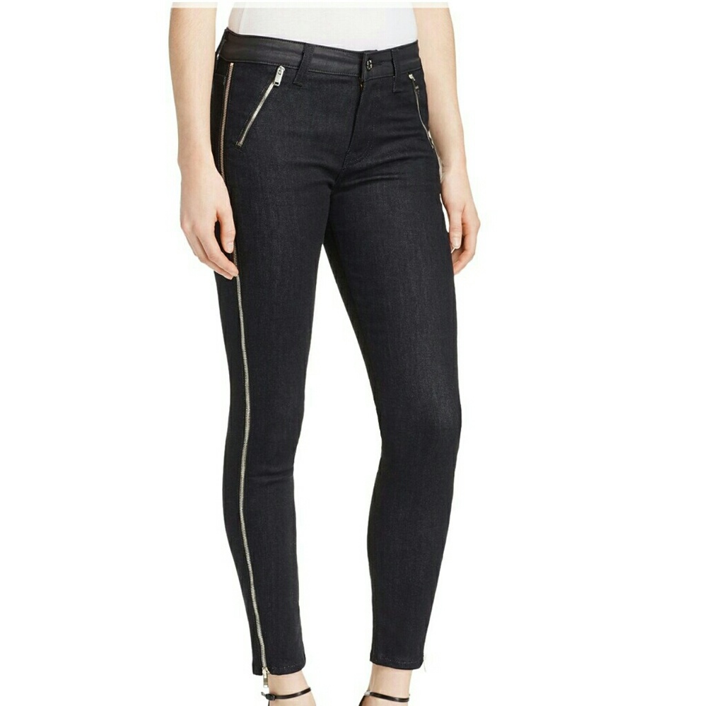 7 for all mankind black zip ankle skinny jeans