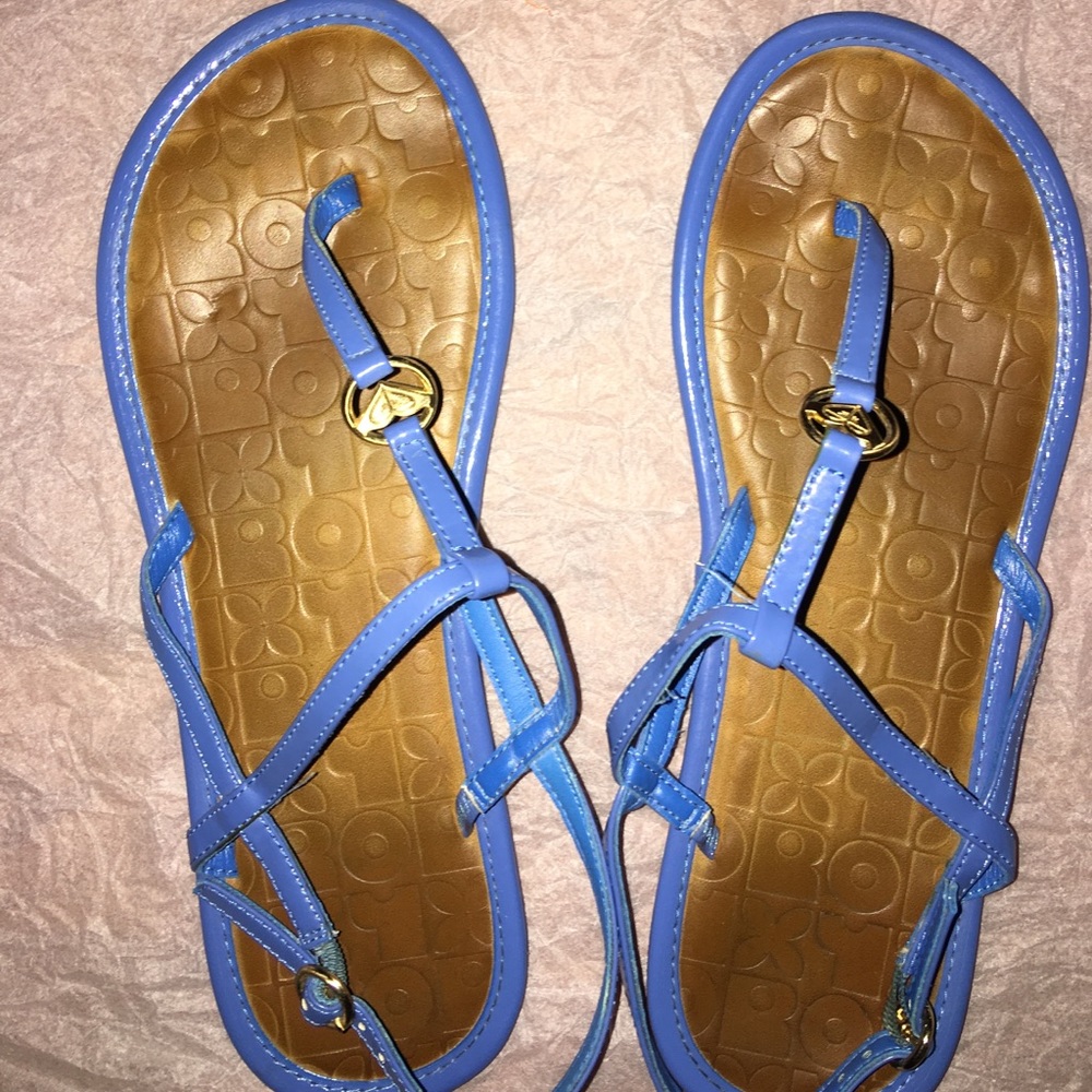 Roxy Blue Patent Strappy Sandals