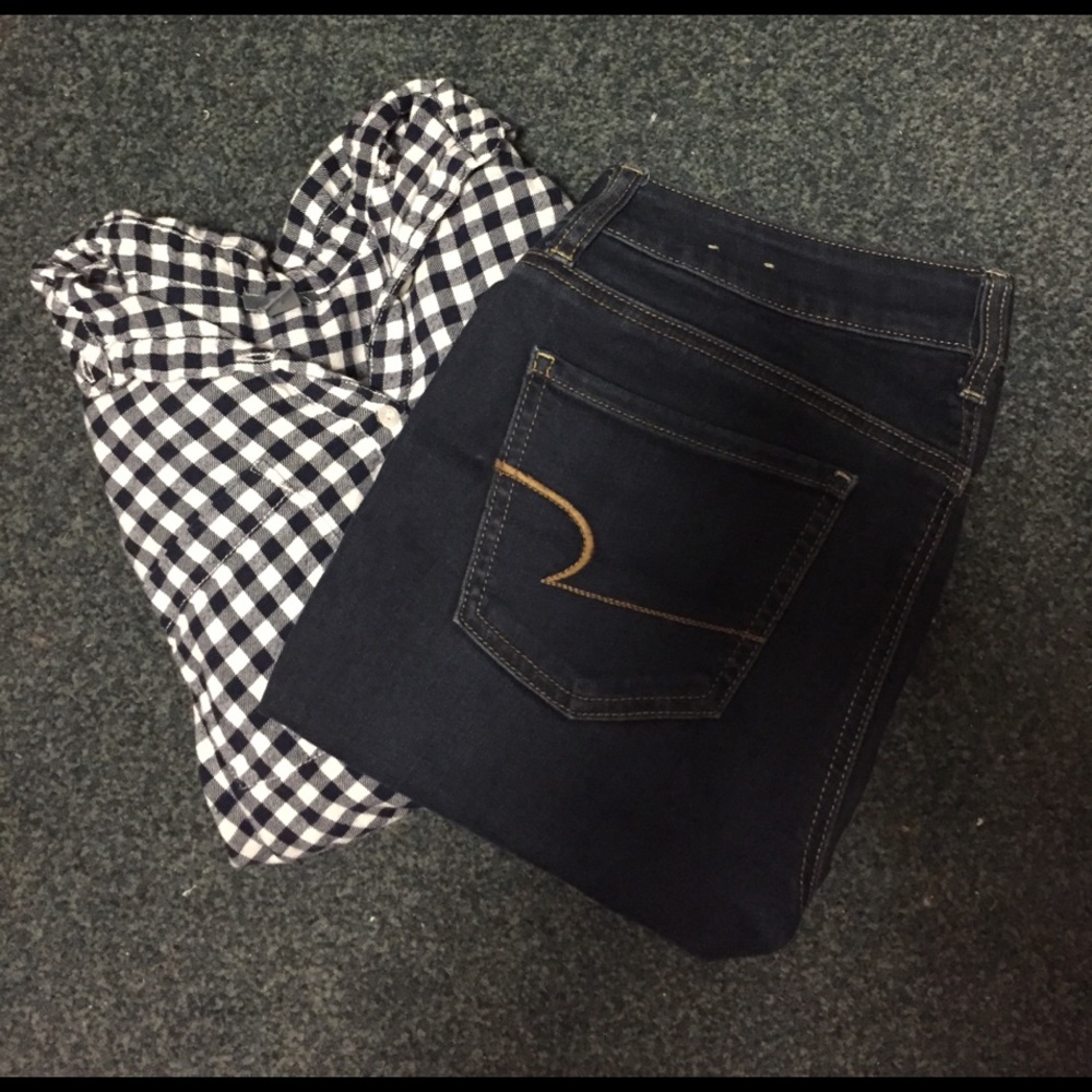 AE dark wash skinny jeggings