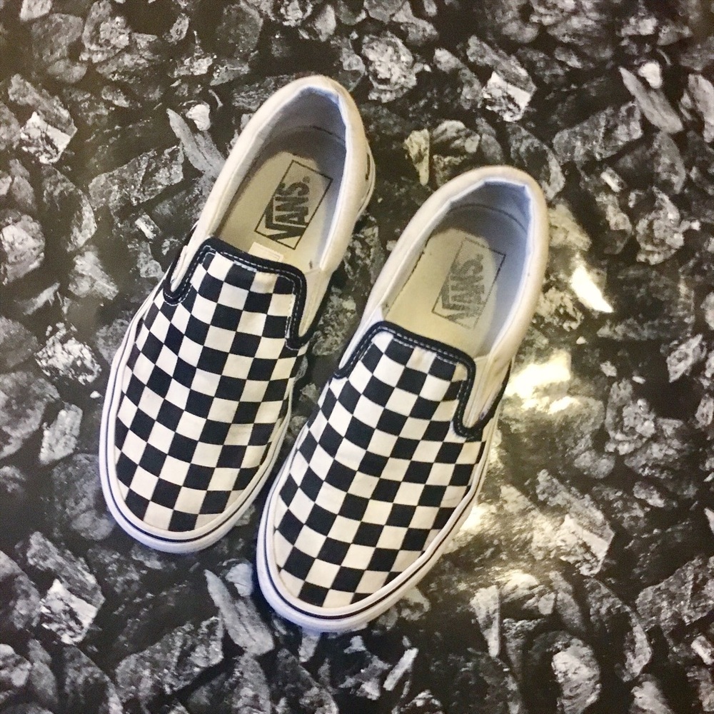 Checkerboard Slip On Vans (Gently Worn)