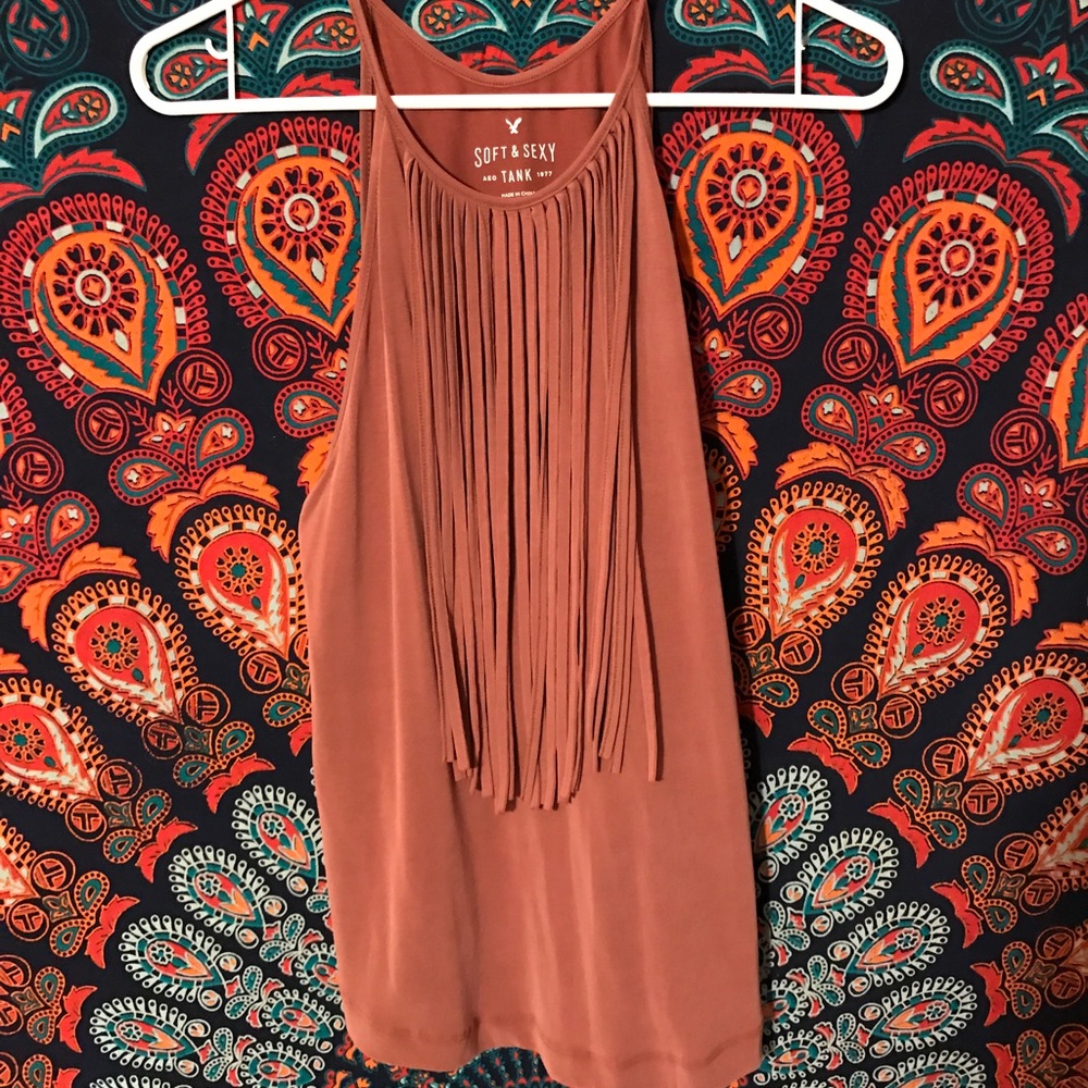 AE Fringe Rust Tank Top