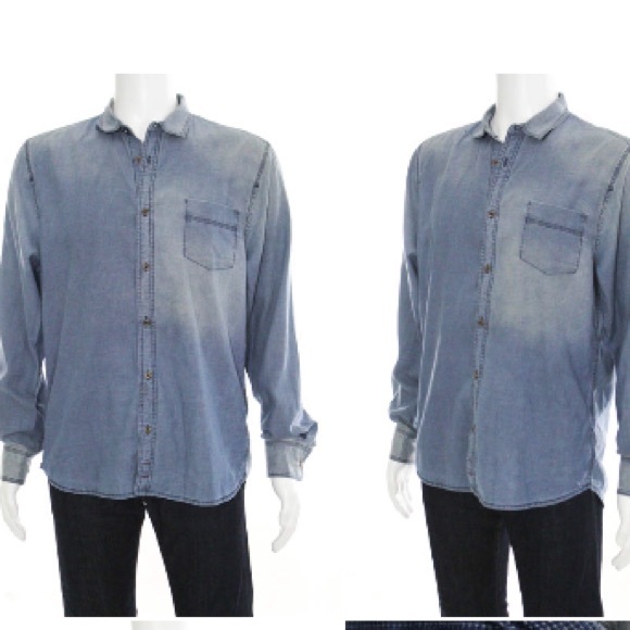 7 for all mankind distressed blue button down sz M - Picture 3 of 5