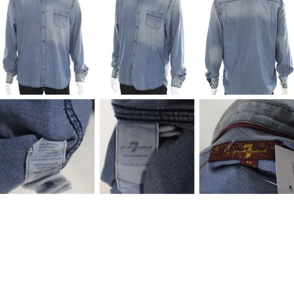 7 for all mankind distressed blue button down sz M - Picture 4 of 5