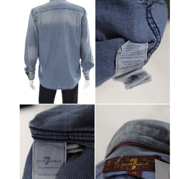 7 for all mankind distressed blue button down sz M - Picture 5 of 5