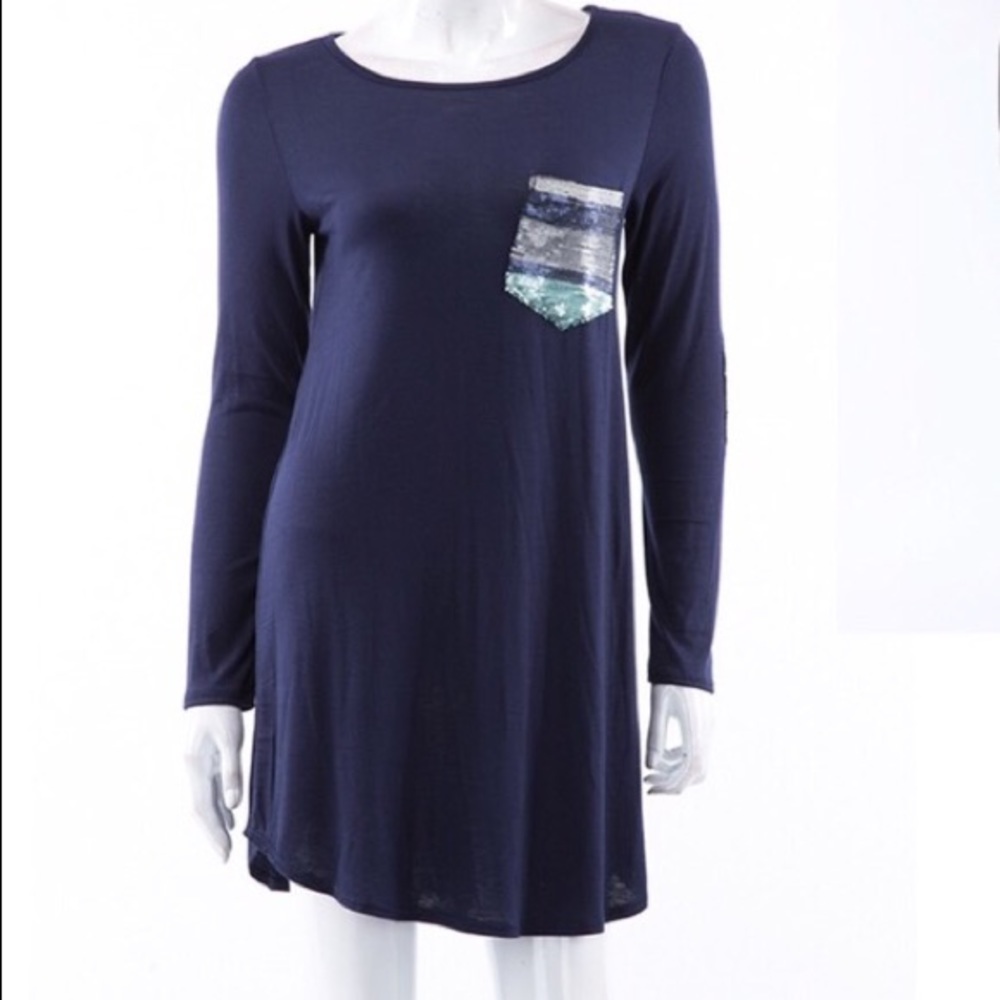 Sequin Pocket & Elbow Patch Dress