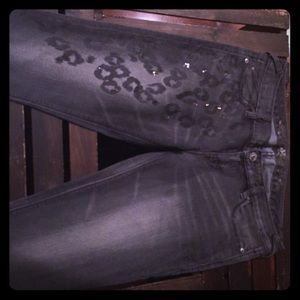 Express jeans with leopard detail