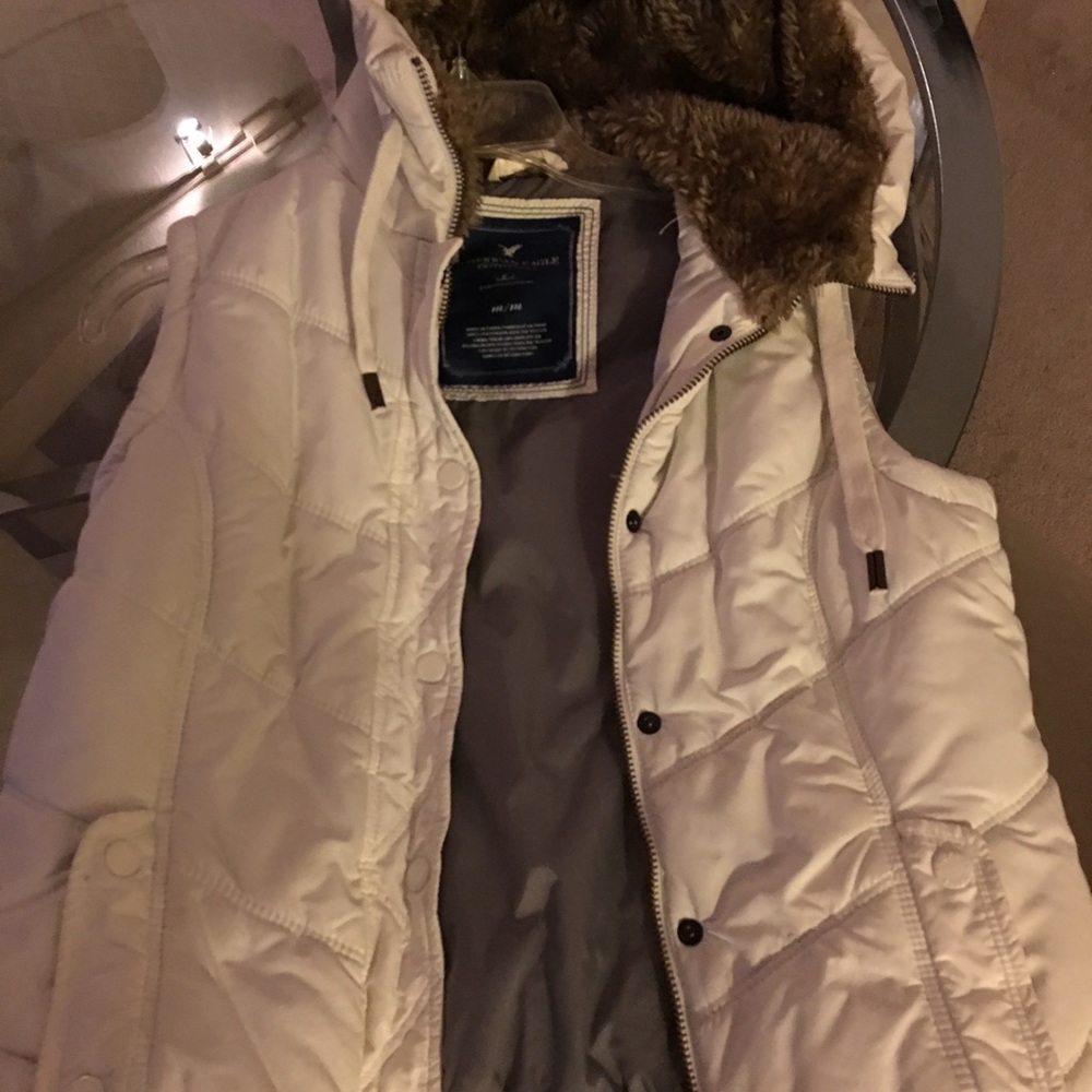 American eagle fur lined vest hoodie