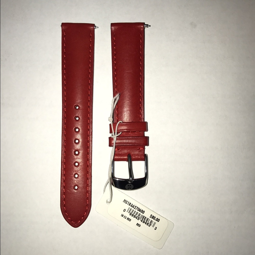 Michele red calf leather band 18mm. New with tags.