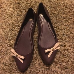 Grape scented Melissa plum and baby pink bow flats