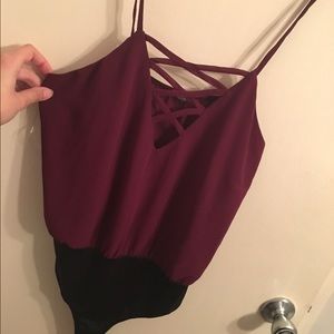 Maroon body suit