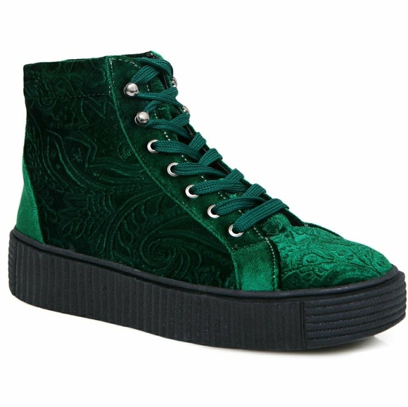LAST Size  7 🌲EMERALD Velvet Flatform Sneaker - Picture 6 of 8