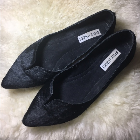 Steve Madden - REAL CALF HAIR - black flats - Picture 2 of 6