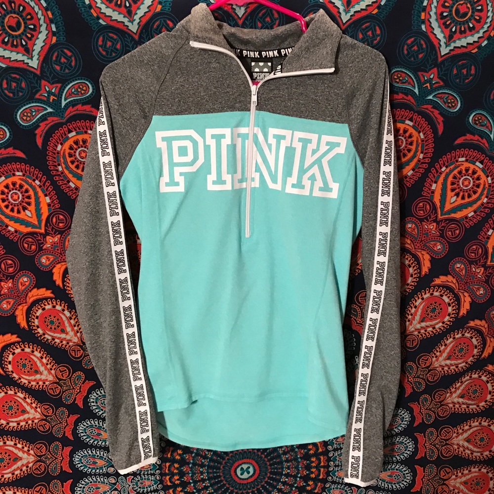 PINK Teal & Gray Pullover