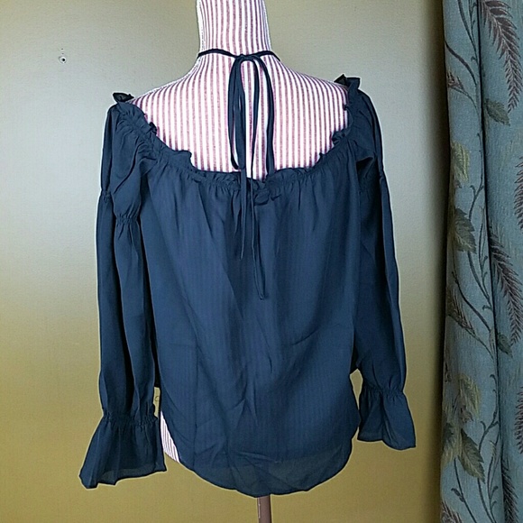LAST ONE!! Black Off the Shoulder Sheer Blouse - Picture 4 of 4